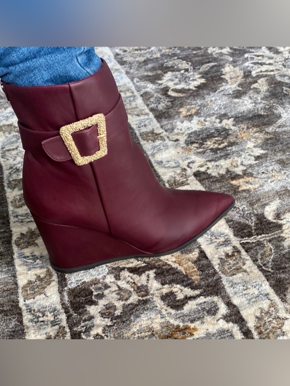 Sam Edelman • “Weslie” Wedge Bootie - Burgundy Leather *NEW IN BOX*